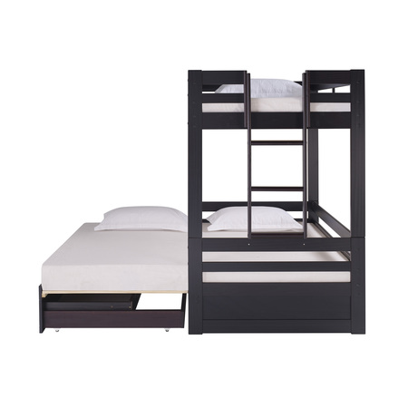 Alaterre Furniture Jasper Twin to King Extending Day Bed with Bunk Bed and Storage Drawers, Espresso AJJP00P0